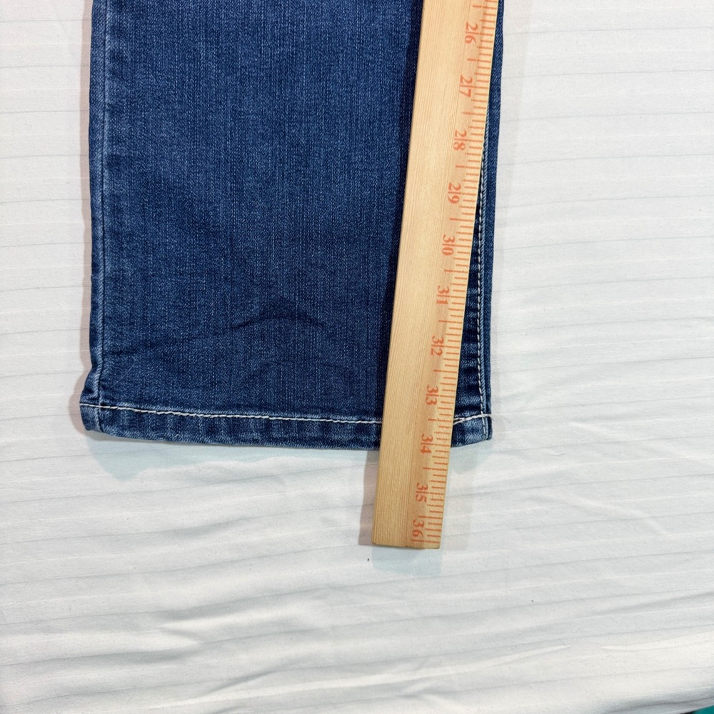 Y2K Dark Wash Bootcut Jeans Low Rise Contrast Stitch Flap Pockets - Picture 4 of 7